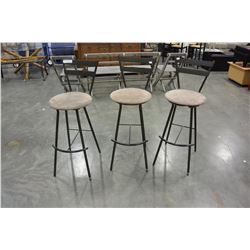 3 MICROFIBER SEAT METAL BAR STOOLS