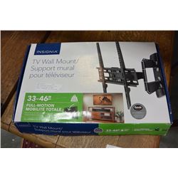 NEW OVERSTOCK INSIGNIA 33-46 INCH FULL MOTION TV WALL MOUNT, COMPLETE, UP TO 55 LBS