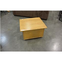 ROLLING MAPLE COFFEE TABLE W/ STORAGE