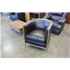 Image 1 : METAL FRAMED LEATHER BUCKET CHAIR
