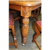 Image 5 : OAK CRANK DINING TABLE W/ CARVED LEGS AND 6 CHAIRS