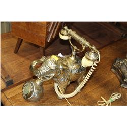 DECORATIVE BRASS ELEPHANT ROTARY PHONE
