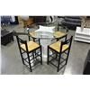 Image 1 : WHITE PEDESTAL GLASS TOP TABLE AND SET OF 4 RATTAN SEAT CHAIRS
