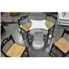 Image 5 : WHITE PEDESTAL GLASS TOP TABLE AND SET OF 4 RATTAN SEAT CHAIRS