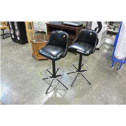 4 BLACK LEATHER BAR STOOLS
