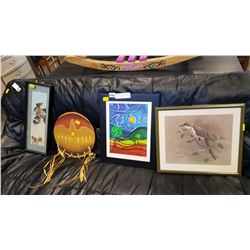 LET WATCHING THE STORM BLOW AWAY, EAGLE SHADOW BOX, NATIVE SKIN, AND BIRD PICTURE