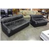 Image 1 : BLACK LEATHER SOFA AND LOVESEAT