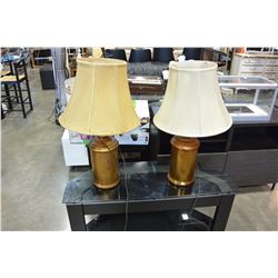 TWO COPPER COLOR TABLE LAMPS