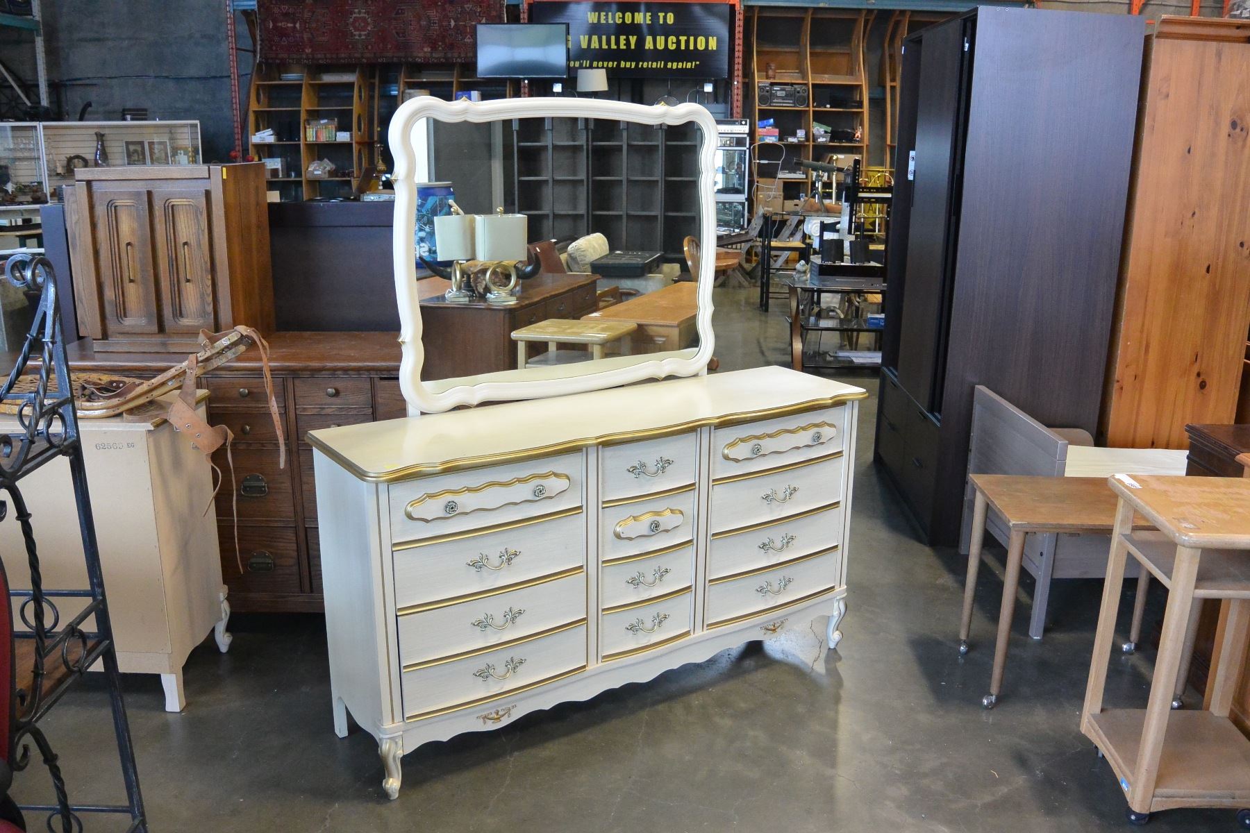 French Provincial 9 Drawer Dresser W Mirror And Night Stand