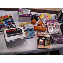 CRATE OF KIDS TOYS, LIGHT BULBS, AND BOX OF ESTATE GOODS