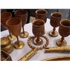 Image 2 : BOX OF GOLD PAINTED DECORATIVE CUPS, FLINT LUCK PISTOLS, AND DECOR