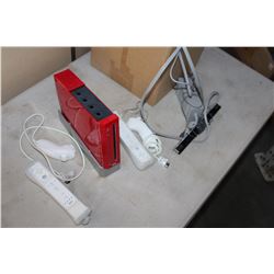 RED NINTENDO WII AND NUNCHUCKS ETC