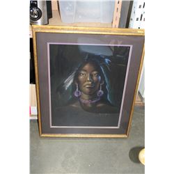 PASTEL AND VELVET FIRST NATIONS DRAWING BY GERDA CHRISTOFFERSON