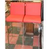 Image 1 : PAIR OF RED LEATHERETTE AND CHROME BAR STOOLS