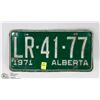 Image 1 : VINTAGE ALBERTA LICENSE PLATE - 1971
