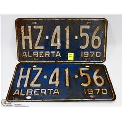 VINTAGE 1970 PAIR OF MATCHING ALBERTA LICENSE