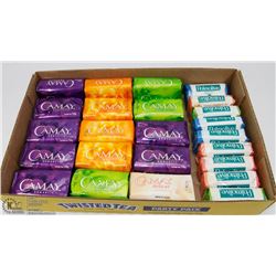 FLAT OF ASSORTED CAMAY AND PALMOLIVE BARS OF SOAP