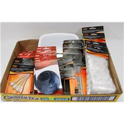 FLAT OF ASSORTED BEAUTY PRODUCTS INCL HAIR CLIPS,