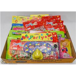 FLAT OF PARTY ITEMS INCL MASKS. PARTY FAVORS &