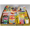 Image 1 : FLAT WITH ASSORTED NEW CRAYONS, ERASERS, AND MORE