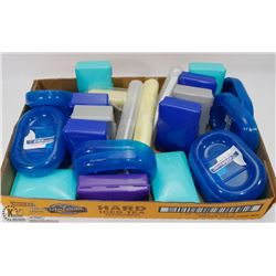 FLAT WITH ASSORTED SOAP DISHES, TOOTHBRUSH HOLDERS