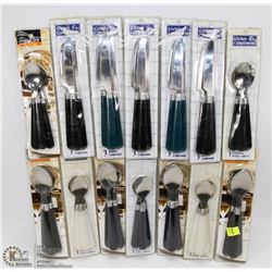 5 PACKS OF 3 KNIVES AND 9 PACKS OF 3 SPOONS