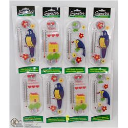LOT OF 8 INDOOR/OUTDOOR THEMED THERMOMETERS