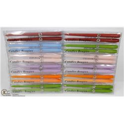 LOT OF 6- 2PACK CANDLE BOUGIES - ASSORTED COLORS