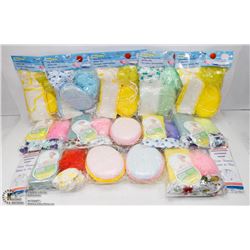 BUNDLE OF BATH MASSAGE THINGS AND RAIN BONNETS
