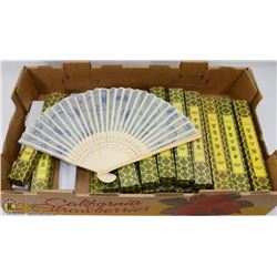 FLAT OF 30 HANDPAINTED HAND FANS