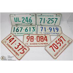 LOT OF 7 VINTAGE SASKATCHEWAN LICENSE PLATES