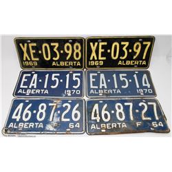 LOT OF 6 VINTAGE LICENSE PLATES -CONSECUTIVE YEARS