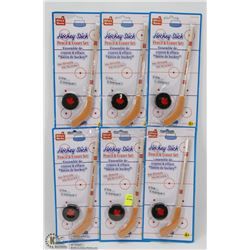 LOT OF 6 HOCKEY STICK PENCIL AND ERASER SETS