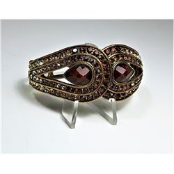 11) GOLD TONE CLEAR & AMBER CRYSTAL