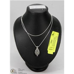 RHINESTONE WATER DROP PENDANT WITH SNAKE CHAIN