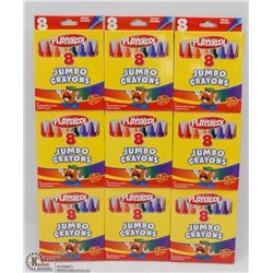 9 PACKS OF 8 JUMBO PLAYSKOOL CRAYONS