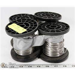 4 ROLLS OF STAINLESS STEEL TIE WIRE.