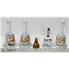 Image 1 : LOT OF 5 ASSORTED COLLECTIBLE BELLS INCL PORCELAIN