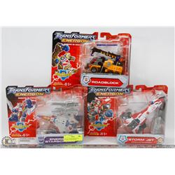 LOT OF 3 TRANSFORMERS INCL STORMJET, ROAD BLOCK