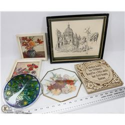 LOT OF ASSORTED SHOWHOME PICTURES, STONES AND