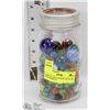 Image 1 : LARGE GLASS CANNING JAR FILLED WITH MARBLES.
