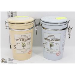 SET OF 2 CERAMIC CANISTERS W/ BELGIAN CHOCOLATE