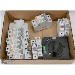 14 PCS CIRCUIT BREAKERS, FUSES, SWITCH