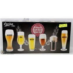 SET OF 6 NEW CRAFT BEER GLASS SET. HOUSEHOLD