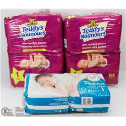 3 PACKAGES OF  DIAPERS, SIZE 1
