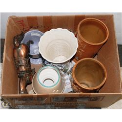 BRASS HORSE AND ASSORTED VASES