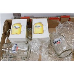 FLAT WITH 4-20 OZ COORS BANQUET GLASS BEER MUGS