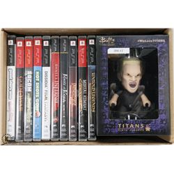 LOT OF 10 PSP VIDEO GAMES WITH "SPIKE" BUFFY THE