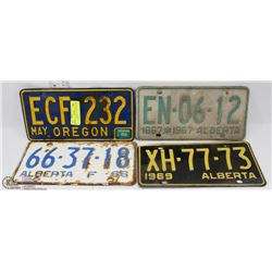 LOT OF 4 VINTAGE LICENSE PLATES INCL OREGON