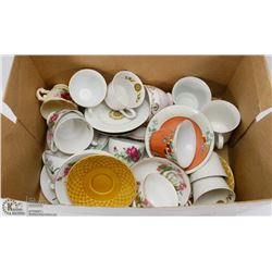 LARGE LOT OF ASSORTED CHINA CUPS AND SAUCERS